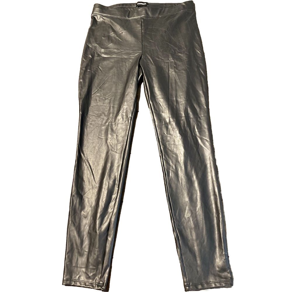 Express Faux Leather‎ Leggings Women's M Stretchy Black Witchcore